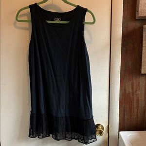 LOGO by Lori Goldstein Black Sleeveless Tunic with Sheer Ruffle Hem